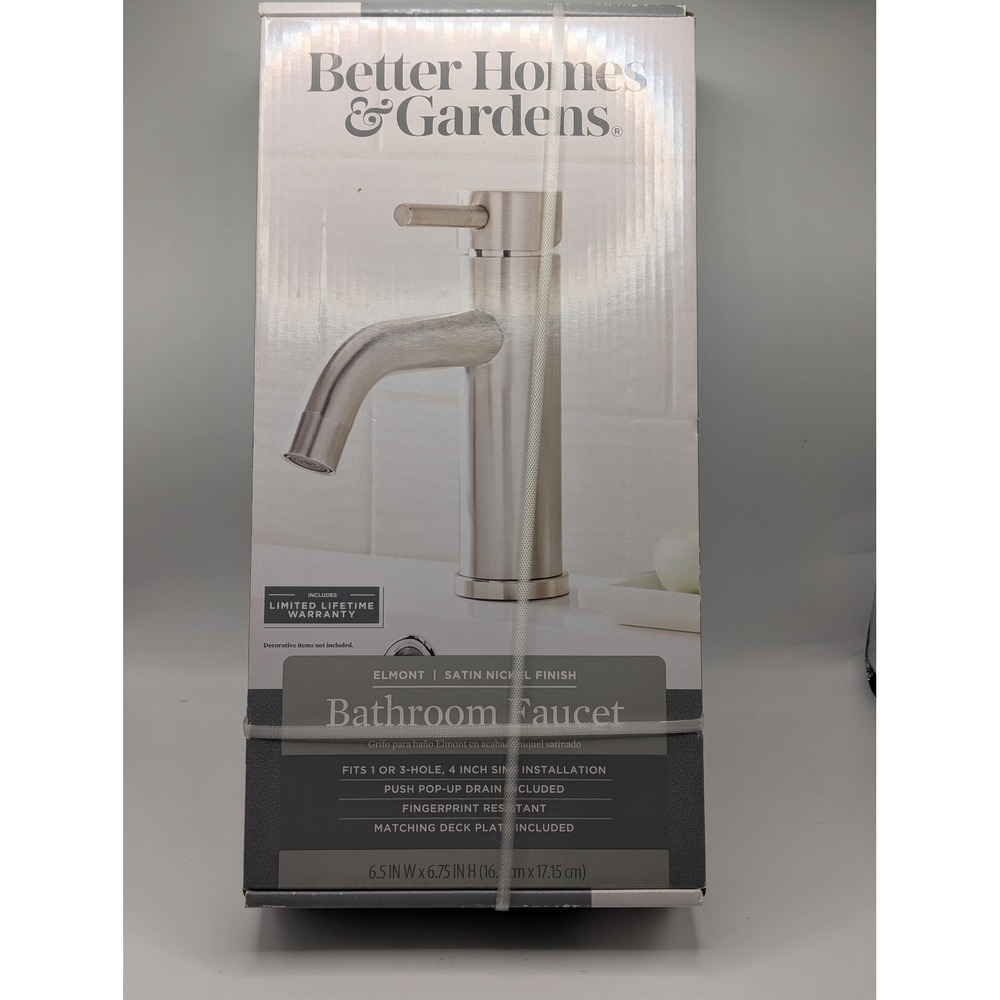 NEW Better Homes & Garden Elmont Satin Nickel Bathroom Faucet BHF300431655006
